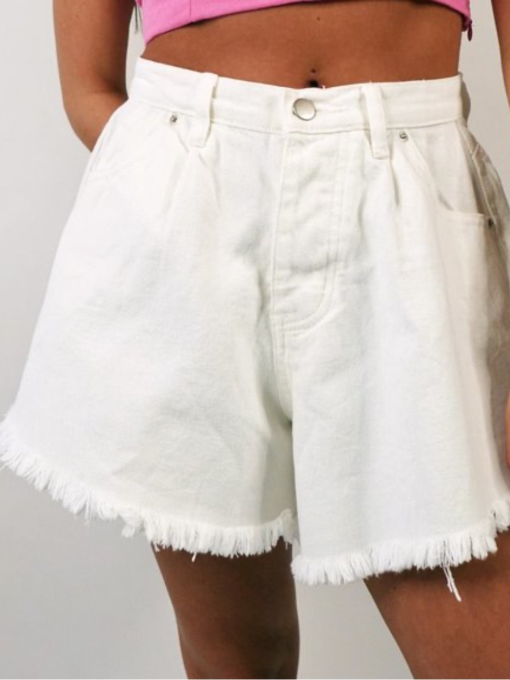 White Flared Denim Shorts
